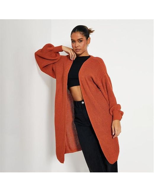 I Saw It First Red Balloon Sleeve Longline Knit Cardigan
