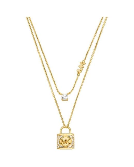Michael Kors Padlock Pendant Necklace  Rose Gold Plated Sterling Silver   Crystal Set MKC1629AN791  James Moore Jewellers Kenilworth