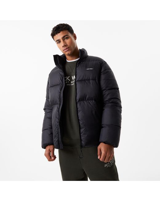 Jack Wills Black Jw Ripstop Puffer Jacket for men