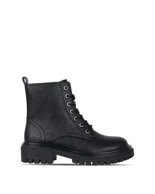 I Saw It First Black Lace Up Faux Leather Boots