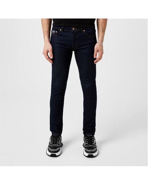 Versace Blue Logo Pocket Skinny Jeans for men