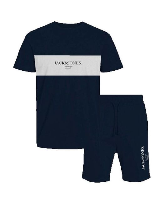 Jack & Jones Blue Chester T-shirt And Shorts Set for men