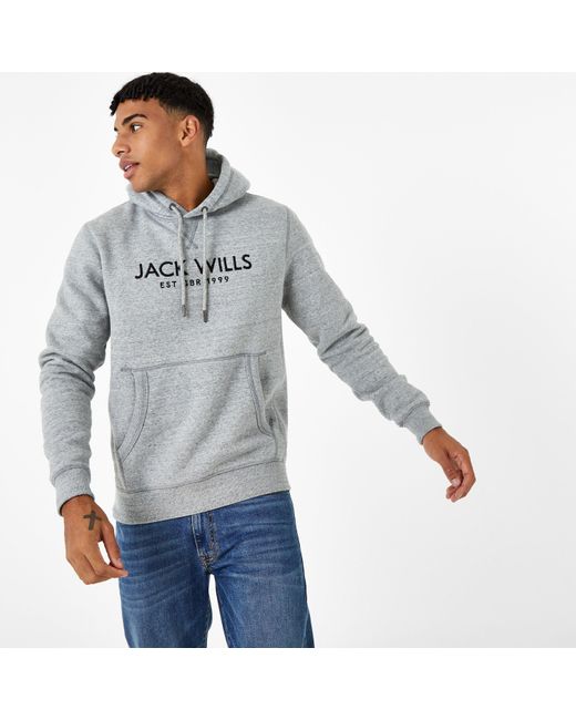 Jack Wills Gray Jw Batsford Logo Hoodie for men