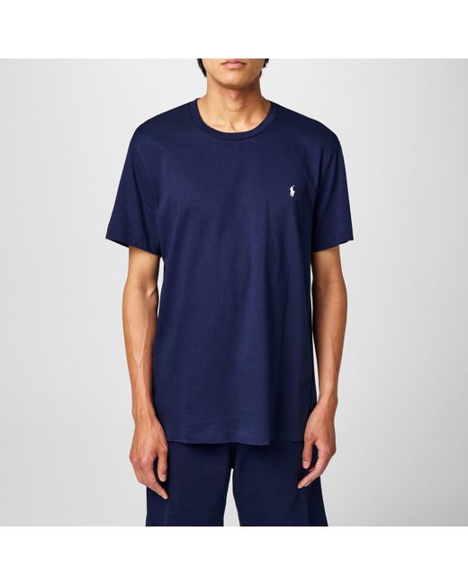 Ralph Lauren Blue Embroidered Logo T Shirt for men