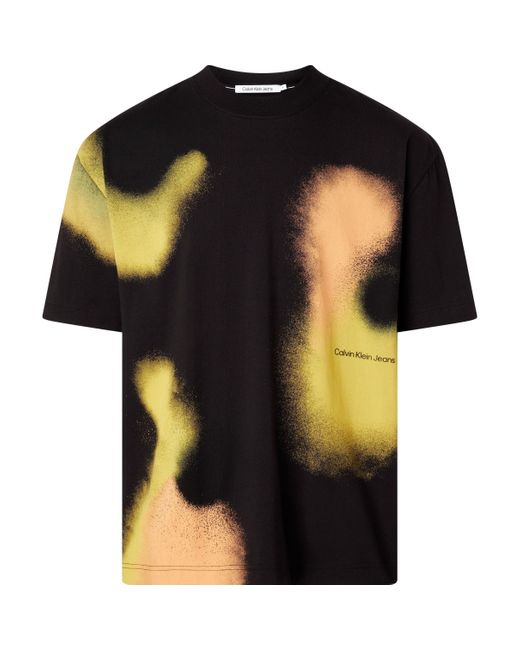 Calvin Klein Black Graphic Spray Print Tee for men