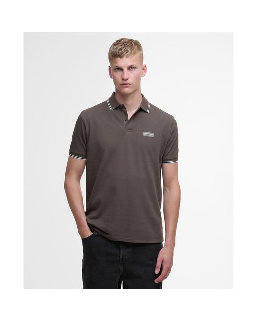 Barbour Gray Evan Tipped Short-Sleeved Polo Shirt for men