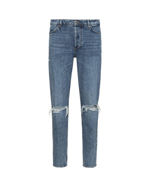 HUGO Blue 634 Tapered Distressed Jeans for men