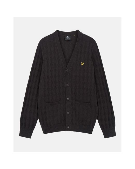 Lyle & Scott Black Argyle Cardgan Sn31 for men