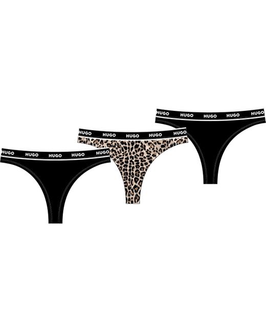 HUGO Black 3 Pack Stripe Thong