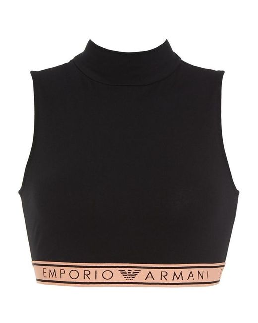 Emporio Armani Black Ladies Knitted Crop