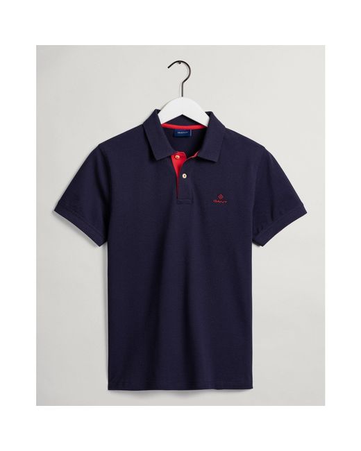 Gant Blue Contrast Rugger Polo Shirt for men