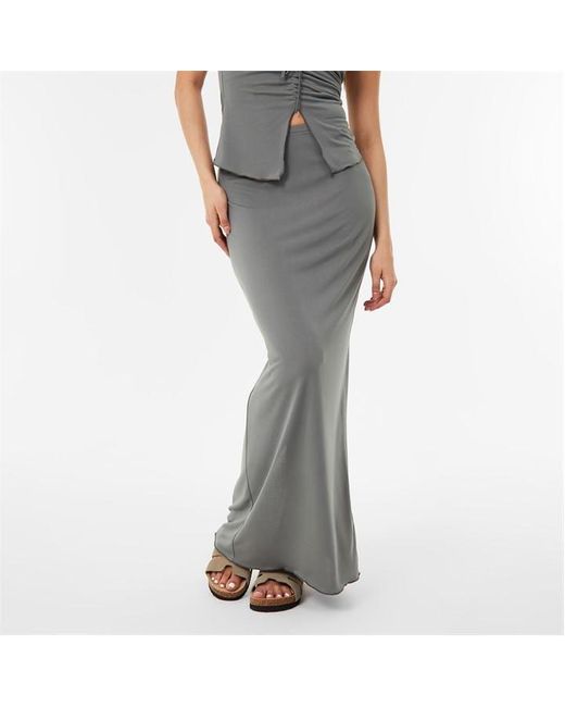 Jack Wills Gray Ruched Maxi Skirt Ld43