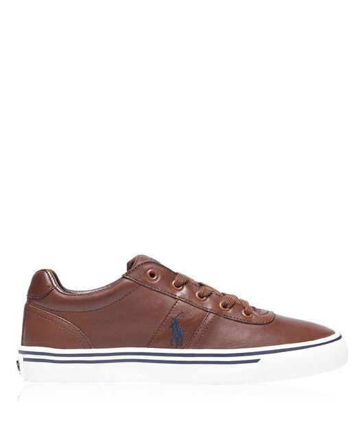 Polo Ralph Lauren Brown Leather Hanford Low Top Trainers for men