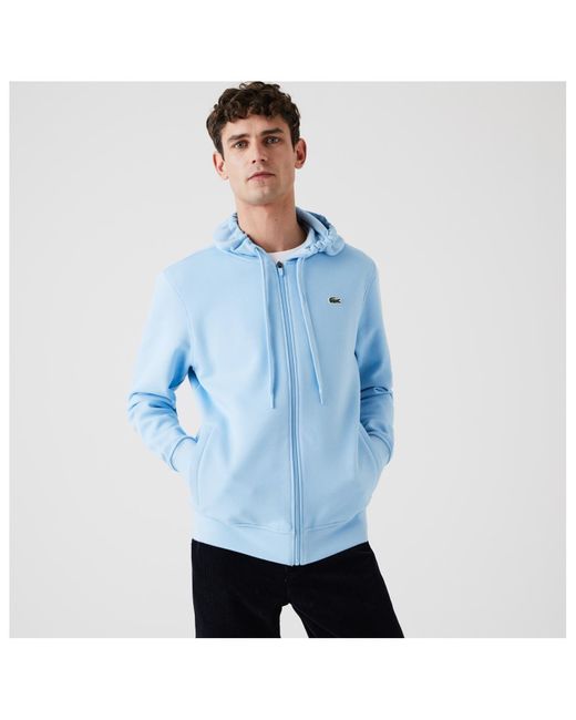 Lacoste Blue Embroidered Croc Zip Hoodie for men