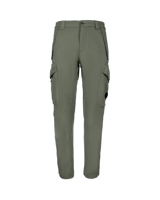 C P Company Green Stretch Sateen Cargo Pants for men