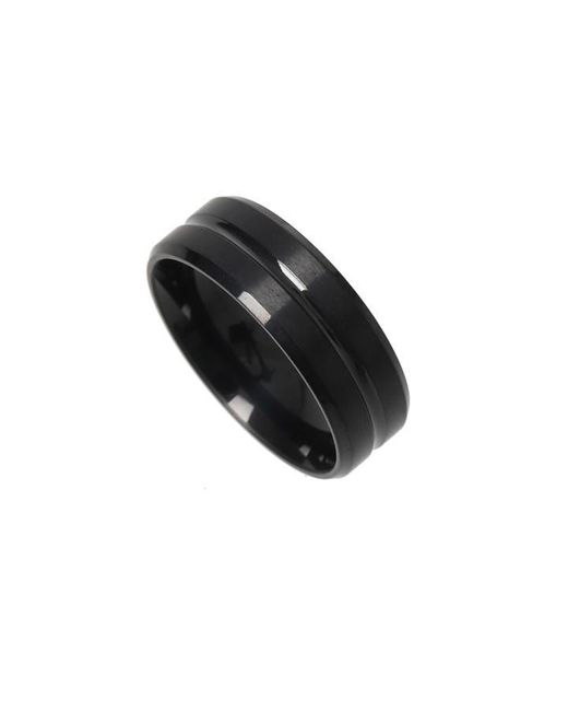 Fabric Black Stainless Steel Ring for men