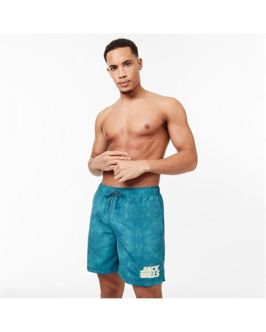 Jack Wills Blue Uneven Dye Swim Shorts for men