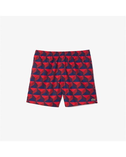Lacoste S Printed Swim Shorts Red M for men