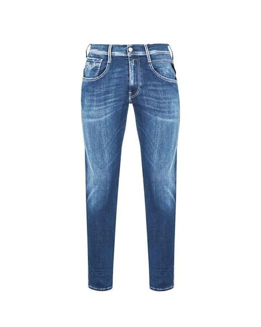 Replay Blue Hyperflex Anbass Slim Jeans for men