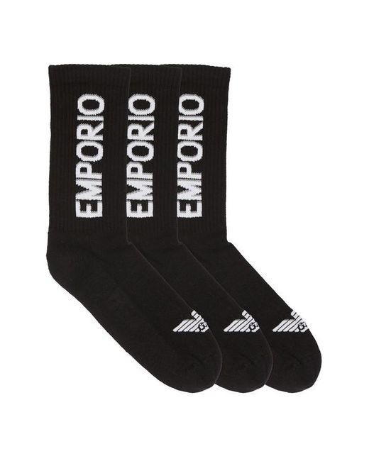Emporio Armani Black Emporio 3pk Lin Sock Sn42 for men