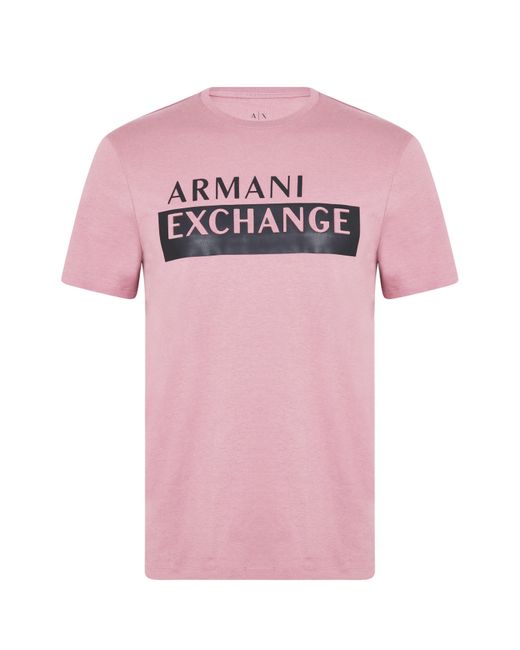 ARMANI EXCHANGE Pink Logo T Shirt for men