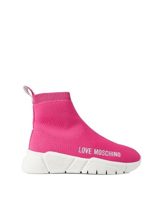 Love Moschino Pink Logo Sock Trainers