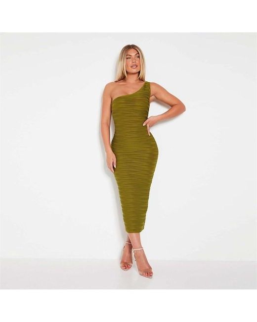 I Saw It First Green Textured One Shoulder Maxi Dress