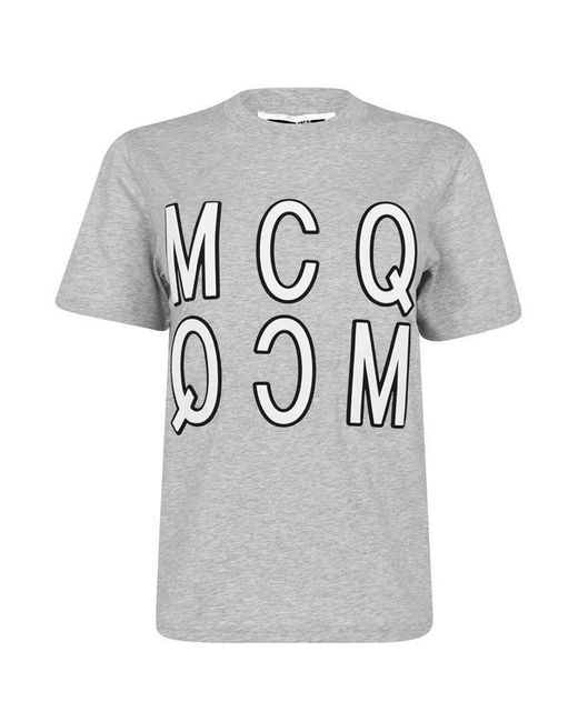 McQ Alexander McQueen Gray Velvet Reverse Logo T Shirt
