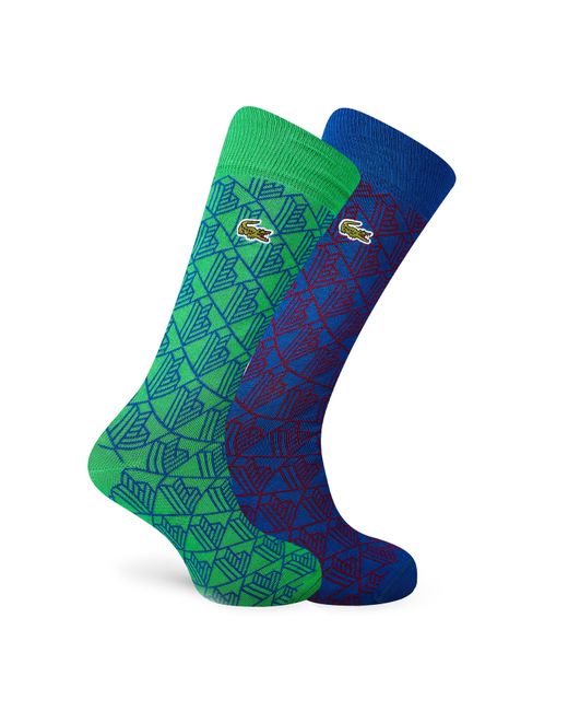 Lacoste Blue 2 Pack Monogram Jacquard Socks for men