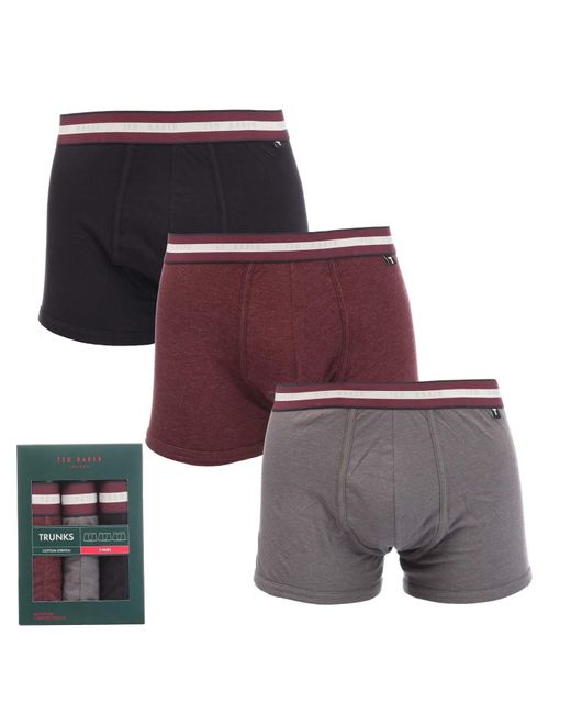 Ted Baker Purple 3 Pack Of Cotton Trunks for men