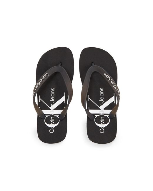 Calvin Klein Black Monogram Beach Sandals