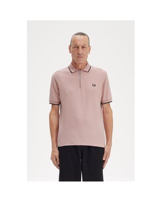 Fred Perry Pink Fred Crepe Zip Polo Sn43 for men