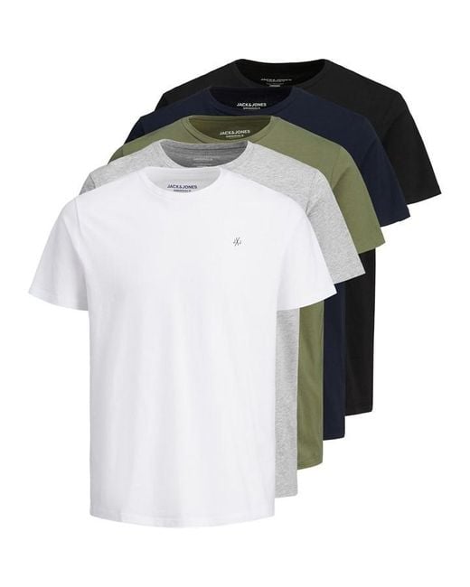 Jack & Jones Multicolor 5-pack Jxj Short Sleeve T-shirt for men