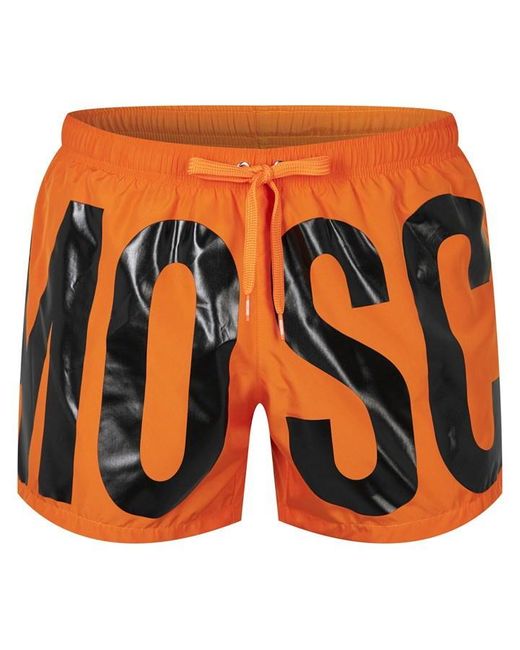 Moschino Orange Maxi Logo Swim Shorts for men