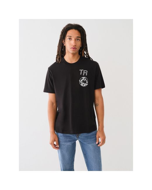 True Religion Black Multi Graphic Crew Tee for men