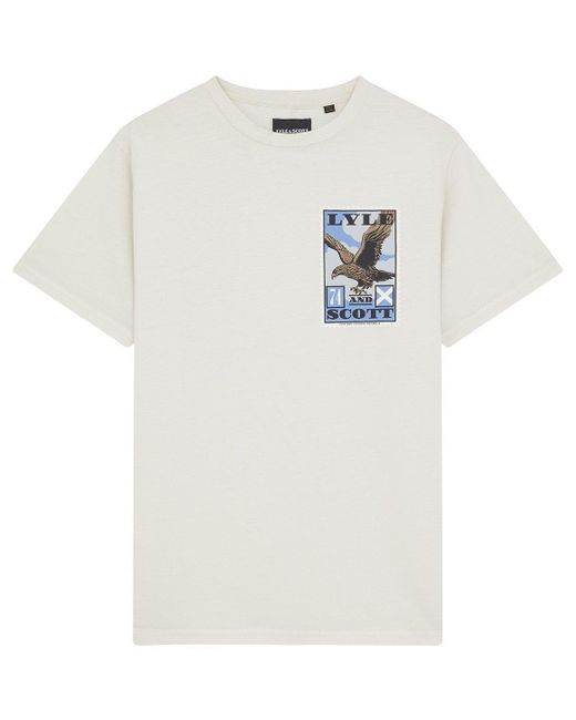 Lyle & Scott White Stamp Print T for men