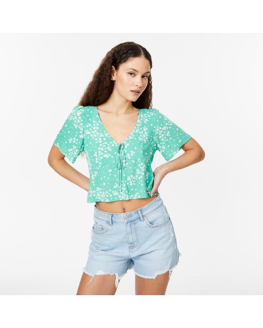 Jack Wills Blue Jw Keyhole Blouse