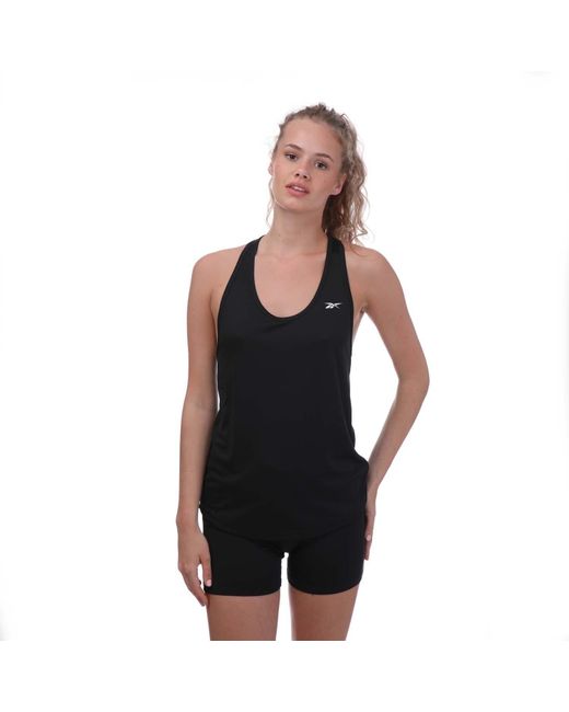 Reebok Black Womenss Workout Ready Mesh Back Tank