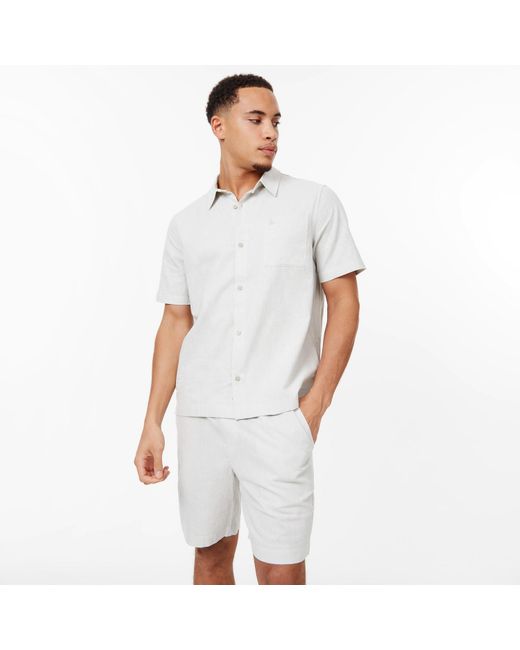 Jack Wills White Jw Short Sleeve Linen Shirt for men