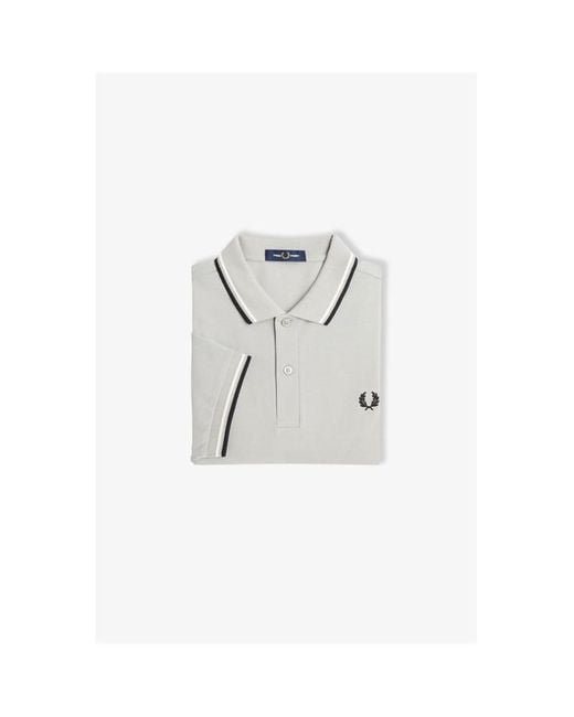 Fred Perry White Short Sleeve Twin Tipped Polo Shirt for men