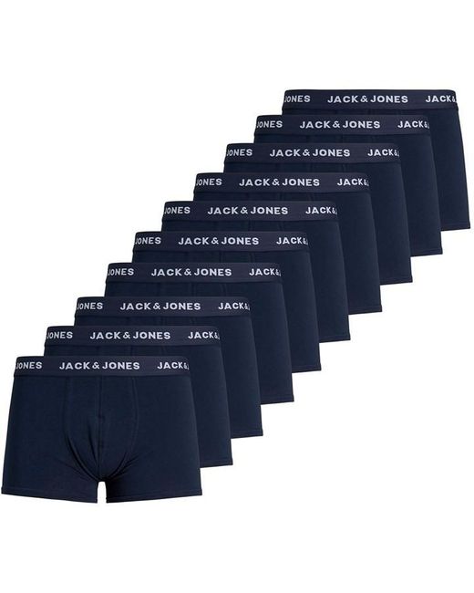 Jack & Jones Blue Solid 10-pack Boxer Trunks for men