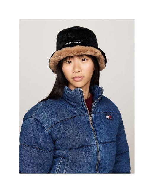 Tommy Hilfiger Blue Fur Bucket Hat