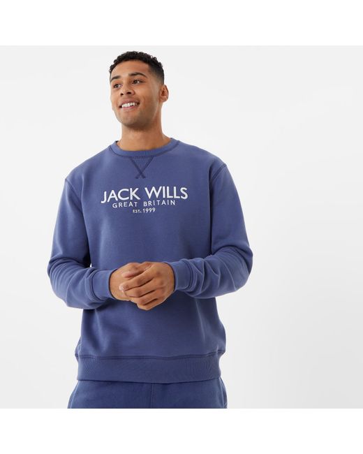 Jack Wills Blue Jw Belvue Logo Sweatshirt for men