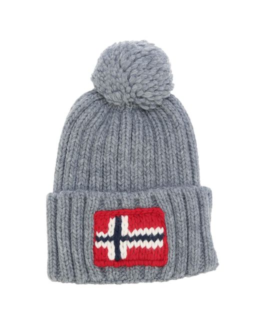 Napapijri Gray Semiury Bobble Hat for men