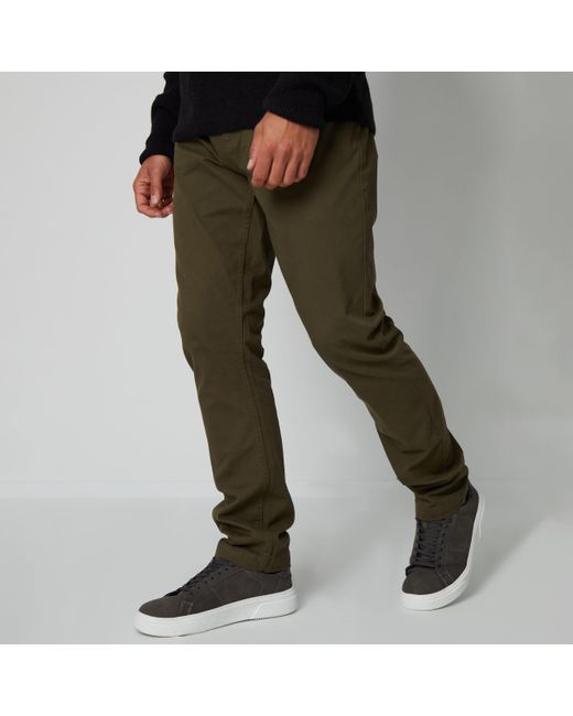 Threadbare Green Five Pocket Stretch Chino Trousers for men