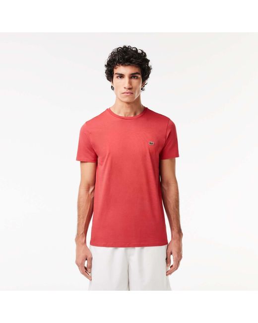 Lacoste Red Monochrome Cotton Pima Jersey Crewneck Sweatshirt for men