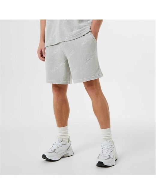 Jack Wills White Logo Repeat Towelling Shorts for men