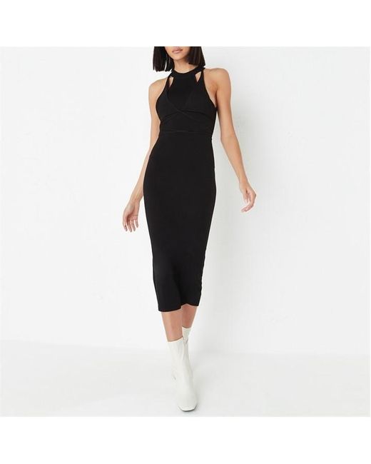 Missguided Open Back Knit Midi Dress in Black Lyst UK
