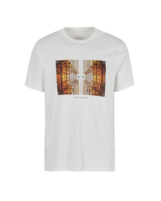 Armani Exchange White Scraper T Shirt for men
