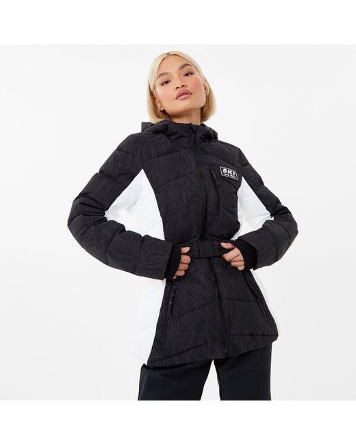 Jack Wills Black Jw Long Sleeve Hooded Ski Puffer